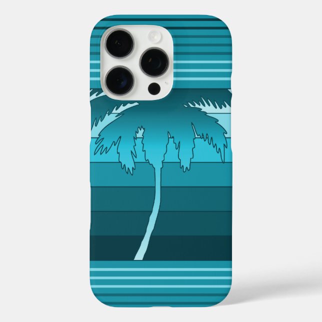 Hilo Hawaiian Palms Striped Teal Case-Mate iPhone Case (Back)