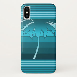 Hilo Hawaiian Palms Striped Teal iPhone X Case