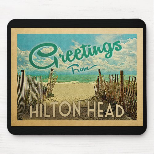 Hilton Head Beach Vintage Travel Mouse Pad