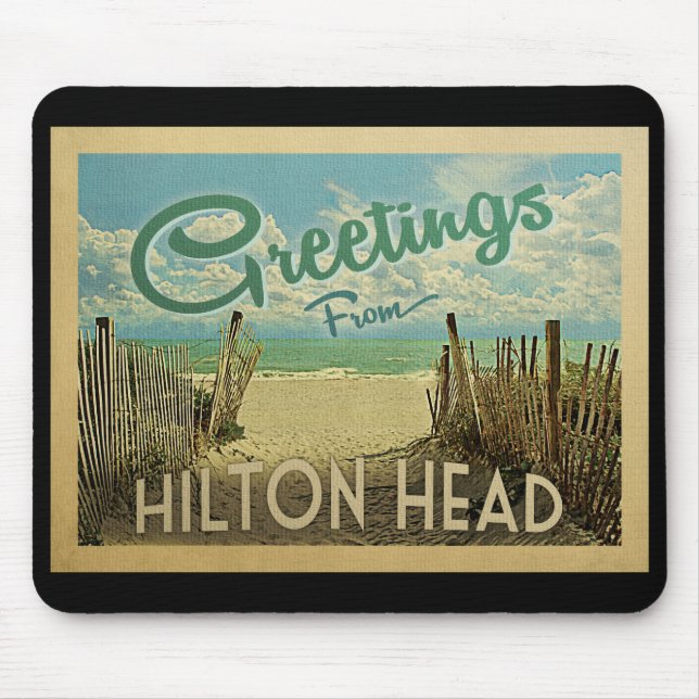 Hilton Head Beach Vintage Travel Mouse Pad (Front)