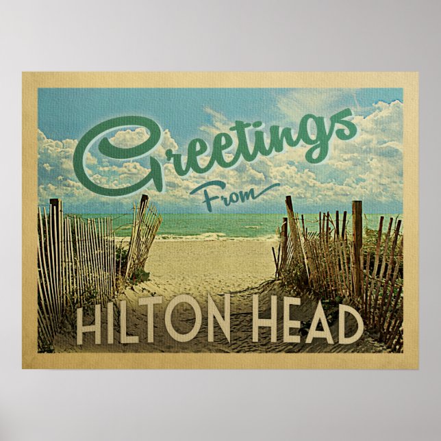 Hilton Head Beach Vintage Travel Poster (Front)