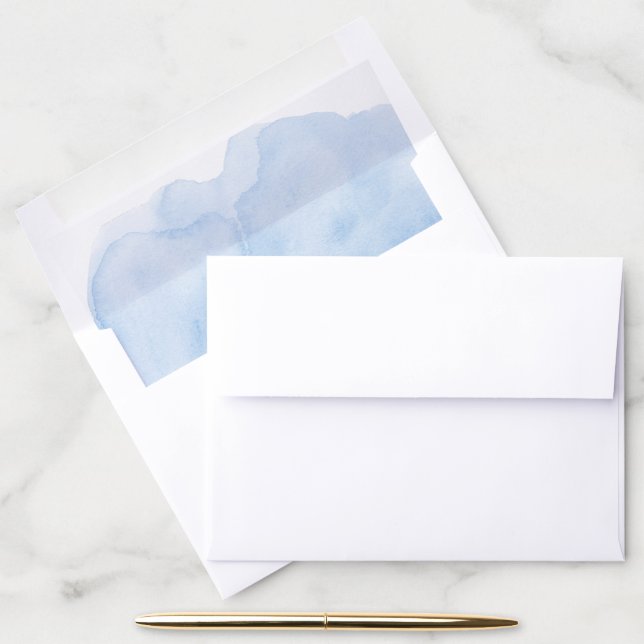 Hilton Head Collection Blue Watercolor Wedding Envelope Liner (Desk)