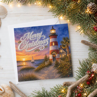 Hilton Head Harbour Town Lighthouse Christmas Card