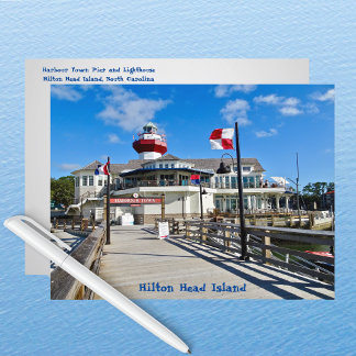 Hilton Head Island Harbor Town Pier & Lighthouse Postcard
