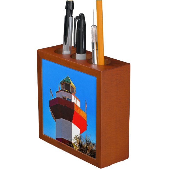 Hilton Head Island Harbour Town Lighthouse Desk Organizer (In Situ)