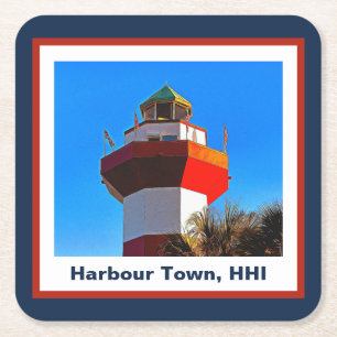 Hilton Head Island Harbour Town Lighthouse Square Paper Coaster