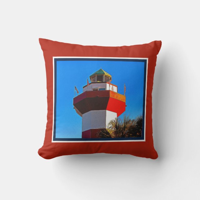 Hilton Head Island Harbour Town Lighthouse Throw Pillow (Front)