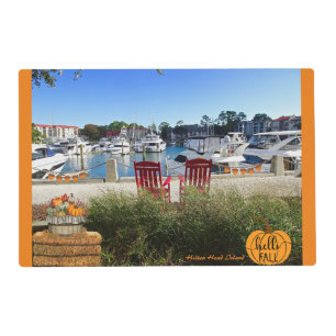 Hilton Head Island Harbour Town Marina Hello Fall Placemat