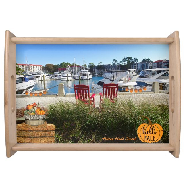 Hilton Head Island Harbour Town Marina Hello Fall Serving Tray (Front)