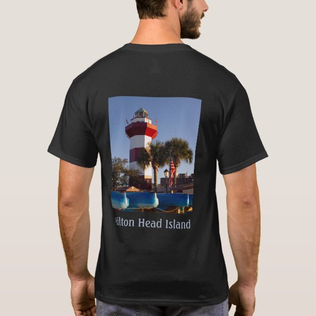 Hilton Head Island Lighthouse Black Men's T-Shirt (Back)