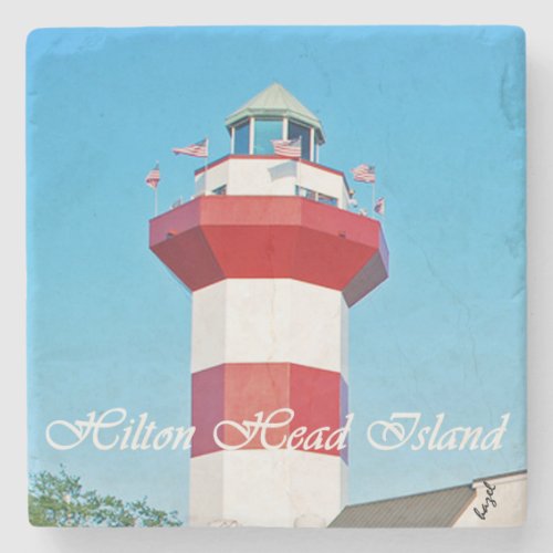 Hilton Head Island Lighthouse Coaster with Text