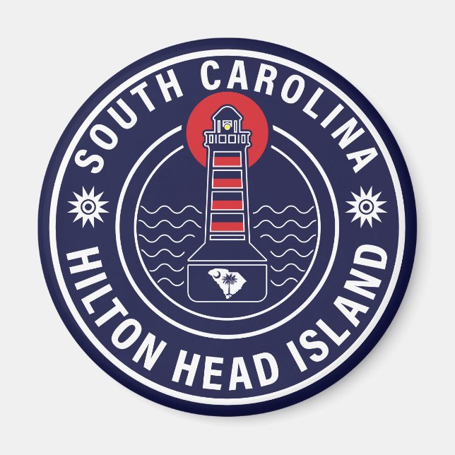 Hilton Head Island Lighthouse Retro Sunset Magnet (Front)