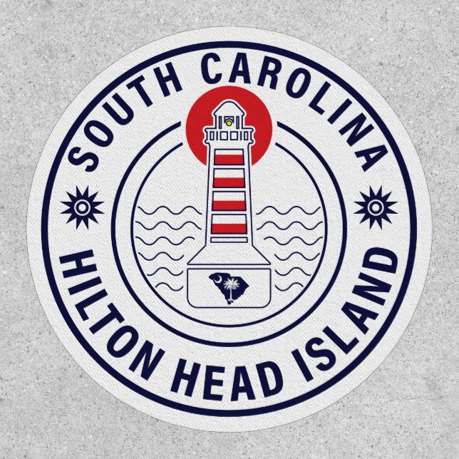 Hilton Head Island Lighthouse Retro Sunset Patch (Front)