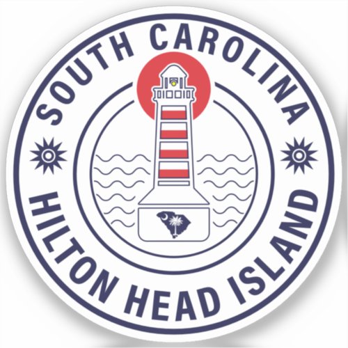 Hilton Head Island Lighthouse Retro Sunset Sticker