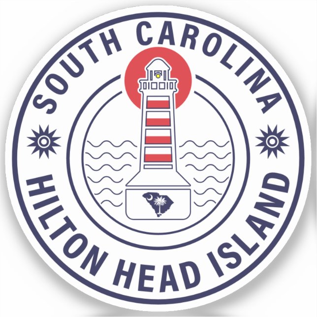 Hilton Head Island Lighthouse Retro Sunset Sticker (Front)