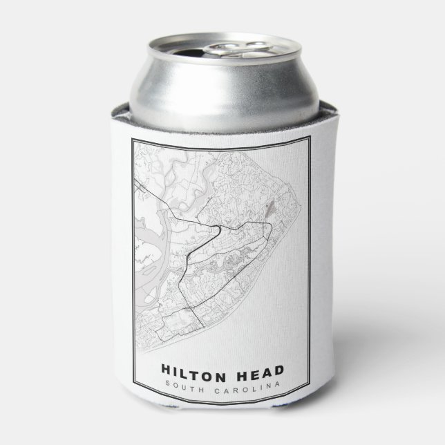 Hilton Head Island Map Can Cooler (Can Front)
