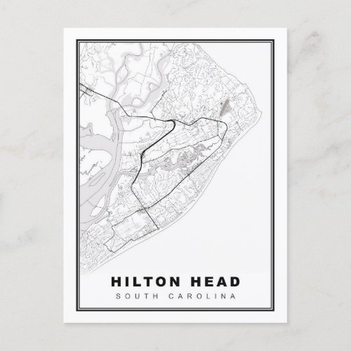 Hilton Head Island Map Holiday Postcard