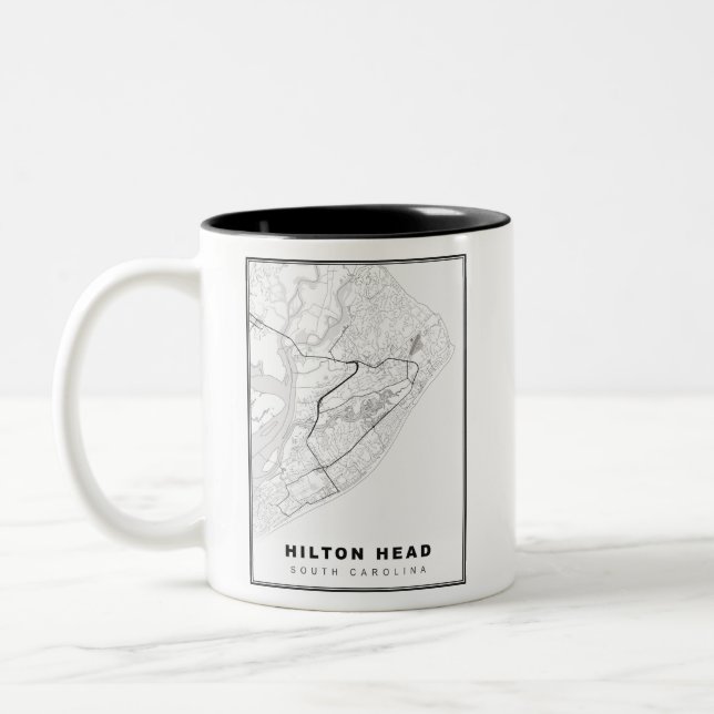 Hilton Head Island Map Two-Tone Coffee Mug (Left)
