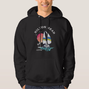 Hilton Head Island Sailboat Ocean Palm Trees Sunse Hoodie