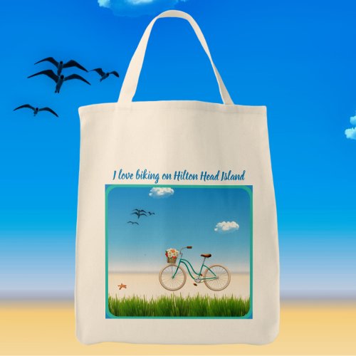 Hilton Head Island SC beach biking Tote Bag