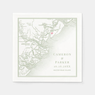 Hilton Head Island SC Map Elegant Sage Wedding Napkins