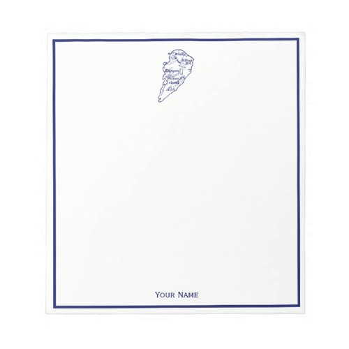 Hilton Head Island SC Vintage Map Navy Blue Notepad