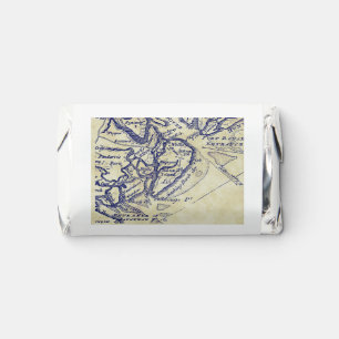 Hilton Head Island SC Vintage Map Navy Blue Tea St Hershey's Miniatures