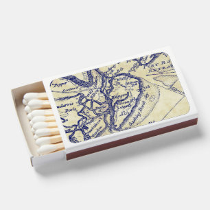 Hilton Head Island SC Vintage Map Navy Blue Tea St Matchboxes