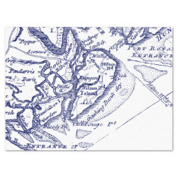 Hilton Head Island SC Vintage Map Navy Blue Tissue Paper