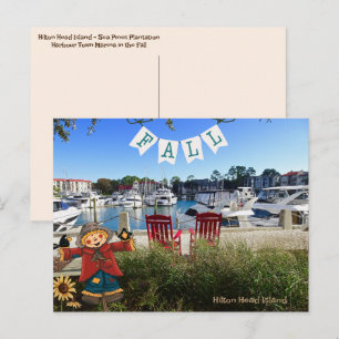 Hilton Head Island Sea Pines Marina Fall Scarecrow Postcard