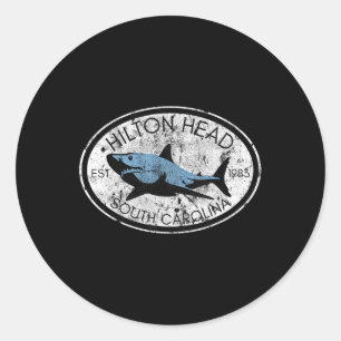 Hilton Head Island South Carolina Fishing Shark Fi Classic Round Sticker