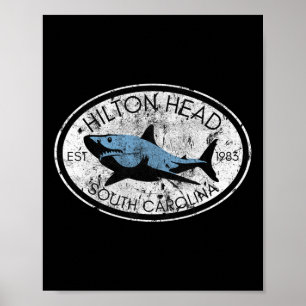 Hilton Head Island South Carolina Fishing Shark Fi Poster
