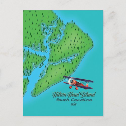 Hilton Head island South Carolina Map Postcard