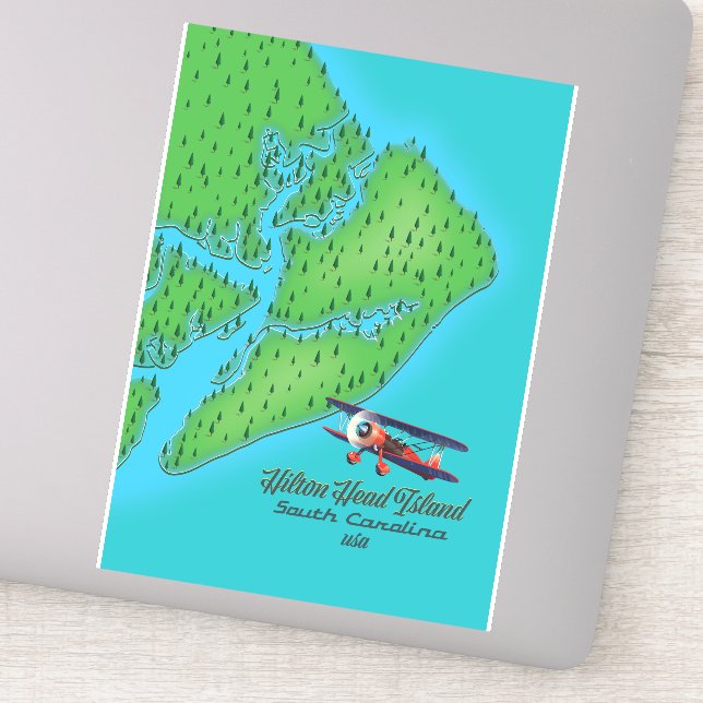 Hilton Head island South Carolina Map Sticker (Detail)