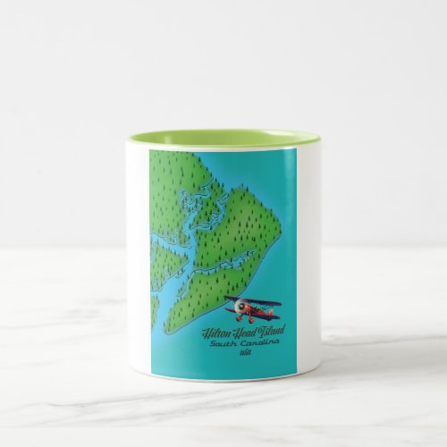 Hilton Head island South Carolina Map Two_Tone Coffee Mug