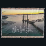 Hilton Head Island South Carolina Throw Blanket<br><div class="desc">Hilton Head Island South Carolina
Fisherman fishing on a dock.  Beautiful beach sunrise photo perfect to remind you of vacation on the island.</div>