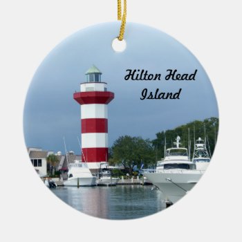 Hilton Head  Lighthouse Ceramic Ornament by lighthouseenthusiast at Zazzle