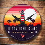 Hilton Head lighthouse SC Retro Sunset Souvenirs Round Clock<br><div class="desc">Hilton Head retro beach design for vacation. Hilton Head South Carolina island Vintage souvenir for travel to South Carolina island. Hilton Head beach artwork for South Carolina vacationers and backpackers. Hilton Head retro souvenir. Design for backpackers and travel to South Carolina . island with beach Vintage souvenir for seaside vacationers....</div>