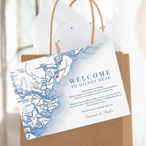 Hilton Head Navy Wedding Welcome Itinerary Thank You Card