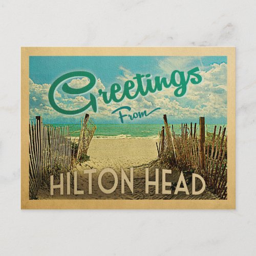 Hilton Head Postcard Beach Vintage Travel
