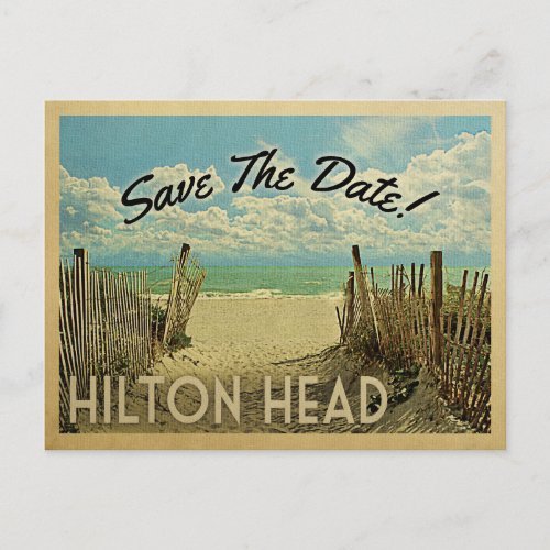 Hilton Head Save The Date Vintage Beach Nautical Announcement Postcard