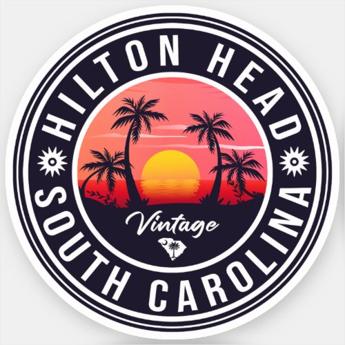 Hilton Head South Carolina Retro Sunset Souvenirs Sticker