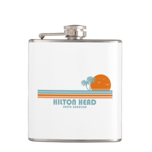 Hilton Head South Carolina Sun Palm Trees Flask