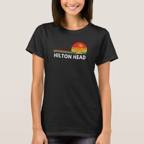 Hilton Head Vintage Retro Sunset Stripe T_Shirt