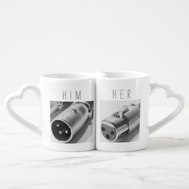 Him and Her XLR Audio Lover's Coffee Mugs (Front Nesting)