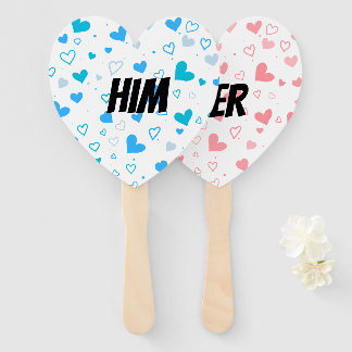 HIM OR HER BRIDE AND GROOM WEDDING HAND FAN