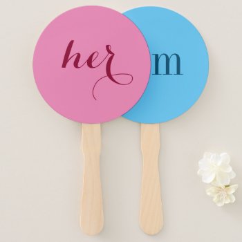 Him Or Her? Bride Groom Shower Game Paddles Hand Fan by ShopKatalyst at Zazzle