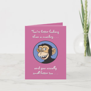 Him vs. monkey Birthday Card