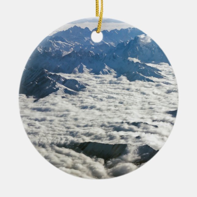 Himalaya mountains under clouds - Tibet Ceramic Ornament (Front)