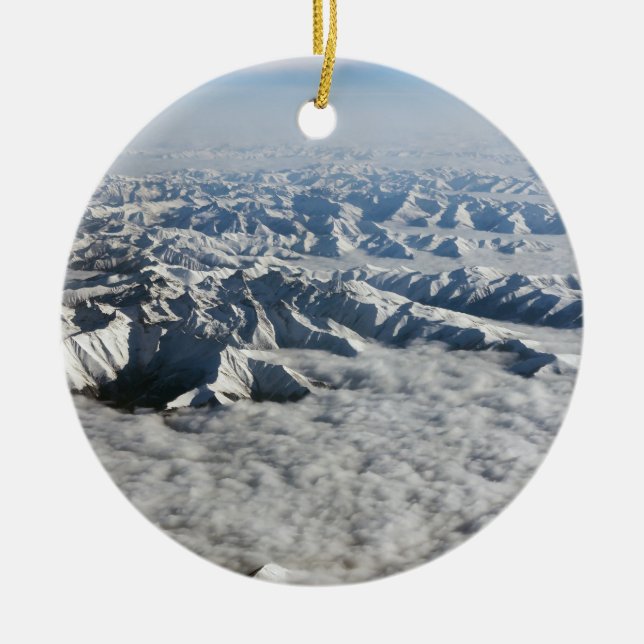 Himalaya mountains under clouds - Tibet Ceramic Ornament (Front)